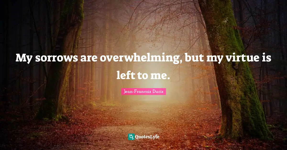My sorrows are overwhelming, but my virtue is left to me.