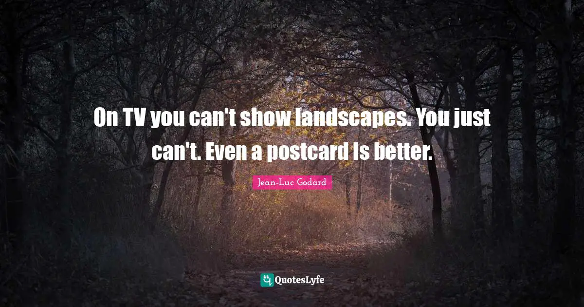 On TV you can't show landscapes. You just can't. Even a postcard is better.