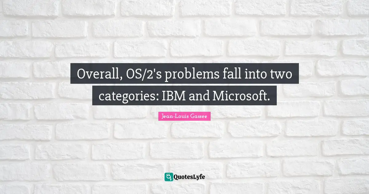 Overall, OS/2's problems fall into two categories: IBM and Microsoft.