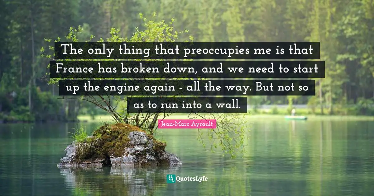 The only thing that preoccupies me is that France has broken down, and we need to start up the engine again - all the way. But not so as to run into a wall.