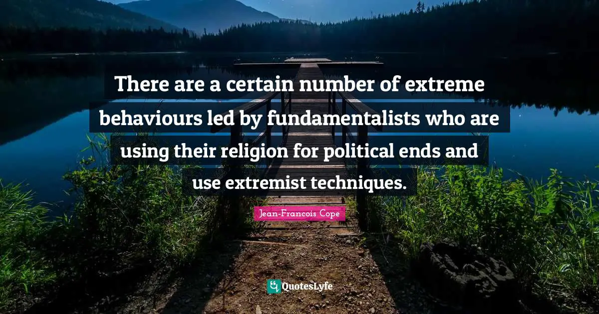 There are a certain number of extreme behaviours led by fundamentalists who are using their religion for political ends and use extremist techniques.