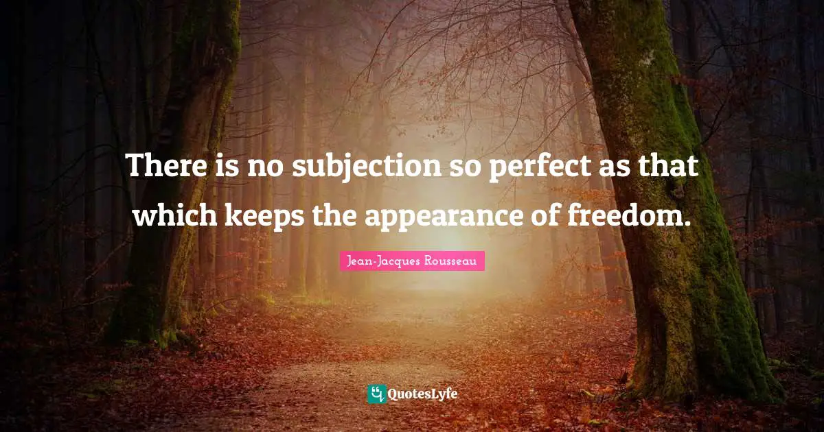 Jean-Jacques Rousseau Quotes: There is no subjection so perfect as that which keeps the appearance of freedom.