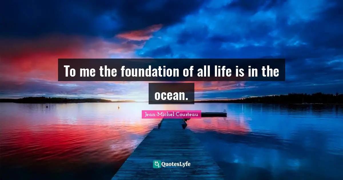 To me the foundation of all life is in the ocean.