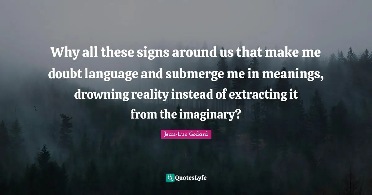 Imaginary Quotes: "Why all these signs around us that make me doubt language and submerge me in meanings, drowning reality instead of extracting it from the imaginary?"