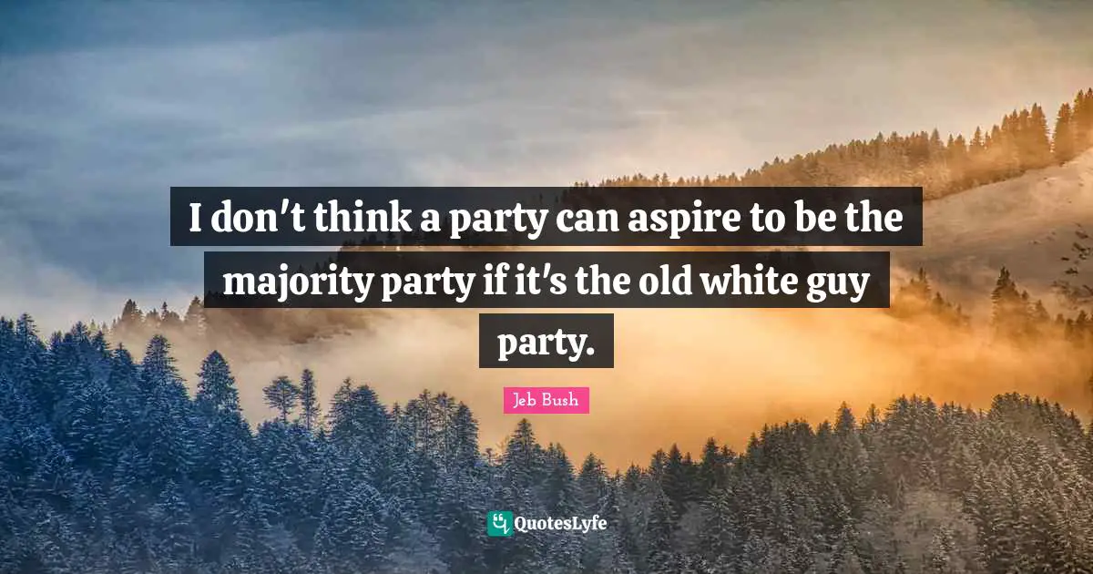 Jeb Bush Quotes: "I don't think a party can aspire to be the majority party if it's the old white guy party."