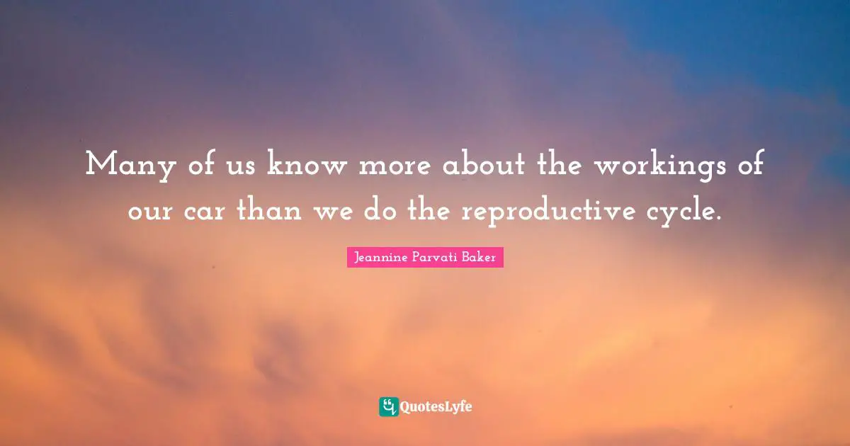 Many of us know more about the workings of our car than we do the reproductive cycle.