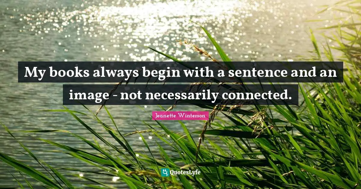 My books always begin with a sentence and an image - not necessarily connected.