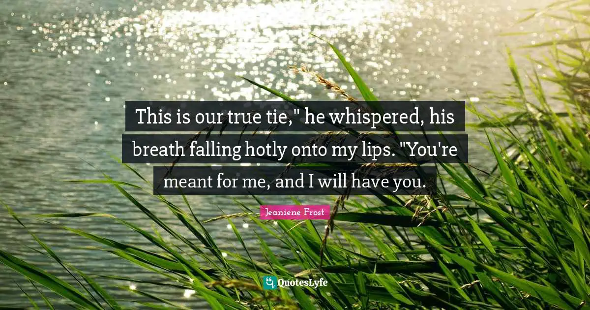 This is our true tie," he whispered, his breath falling hotly onto my lips. "You're meant for me, and I will have you.