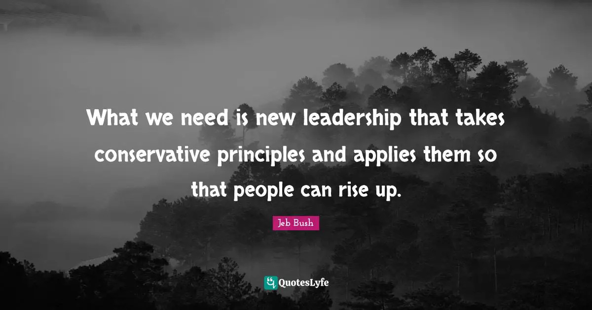 Jeb Bush Quotes: "What we need is new leadership that takes conservative principles and applies them so that people can rise up."