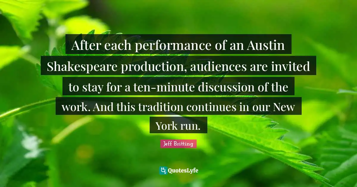 After each performance of an Austin Shakespeare production, audiences are invited to stay for a ten-minute discussion of the work. And this tradition continues in our New York run.