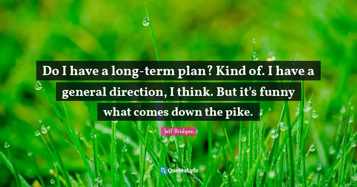 Do I have a long-term plan? Kind of. I have a general direction, I think. But it's funny what comes down the pike.