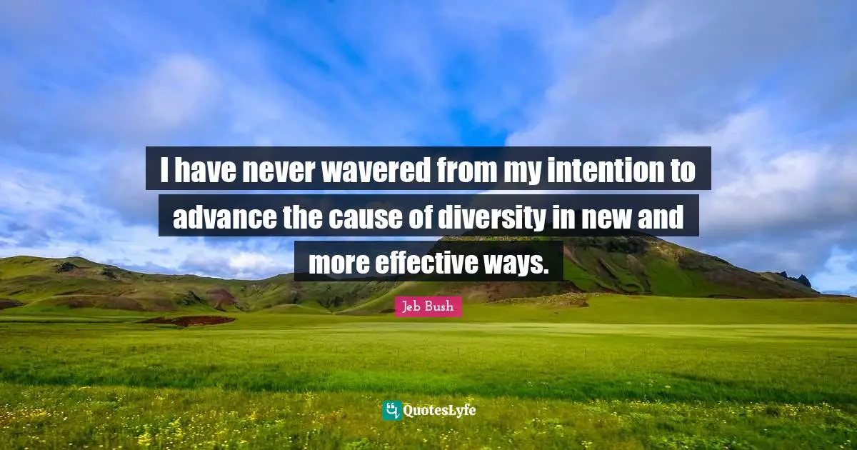 I have never wavered from my intention to advance the cause of diversity in new and more effective ways.