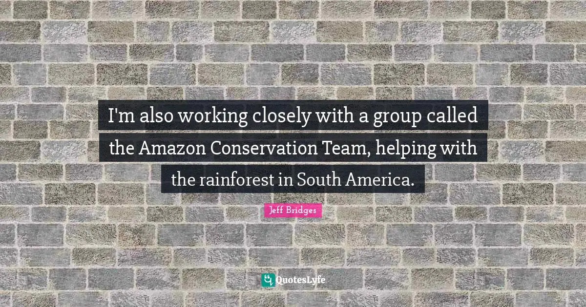 I'm also working closely with a group called the Amazon Conservation Team, helping with the rainforest in South America.