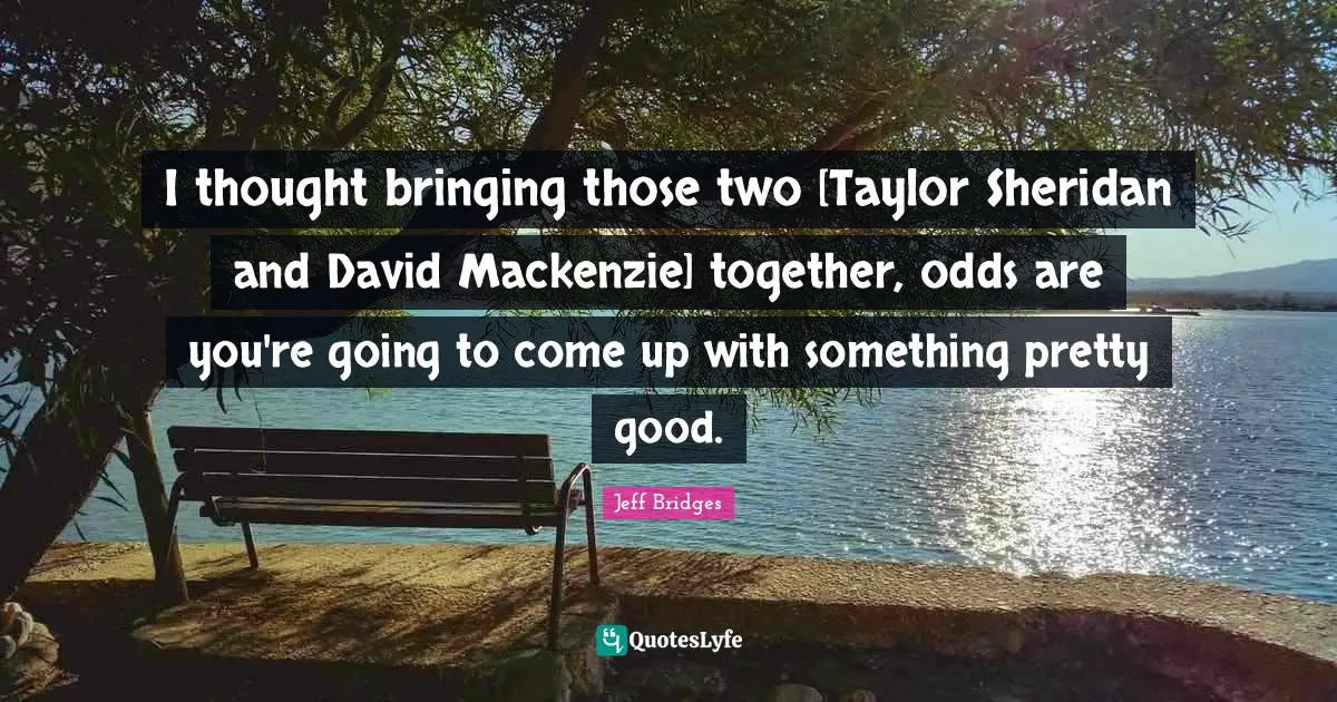 I thought bringing those two [Taylor Sheridan and David Mackenzie] together, odds are you're going to come up with something pretty good.