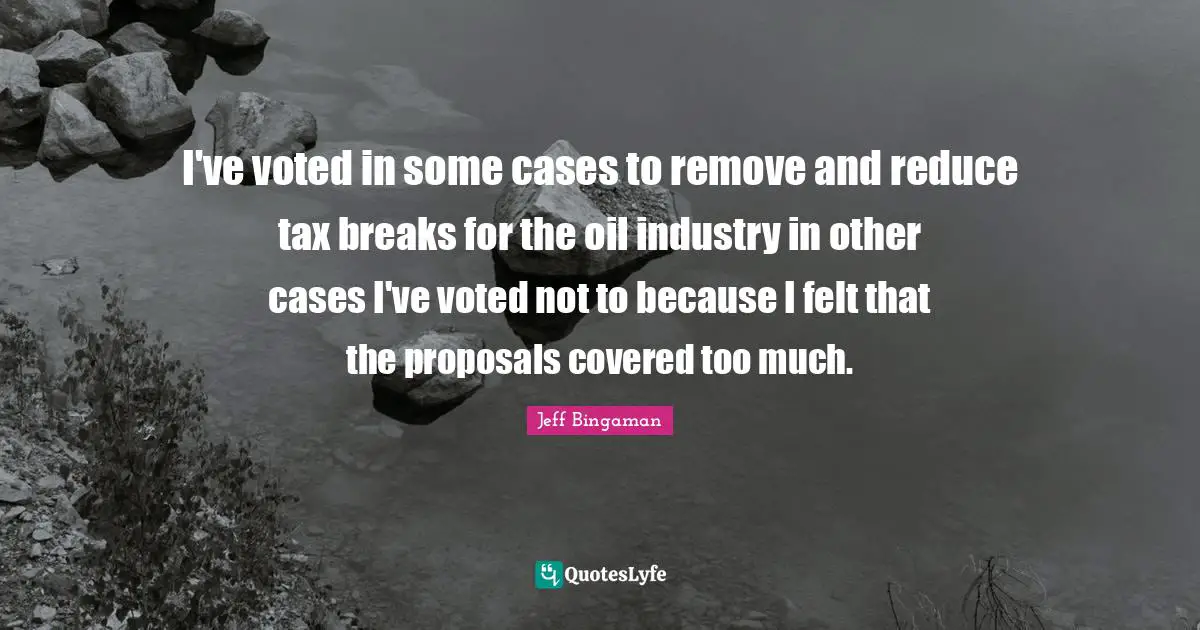 I've voted in some cases to remove and reduce tax breaks for the oil industry in other cases I've voted not to because I felt that the proposals covered too much.
