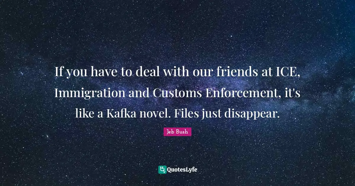 If you have to deal with our friends at ICE, Immigration and Customs Enforcement, it's like a Kafka novel. Files just disappear.
