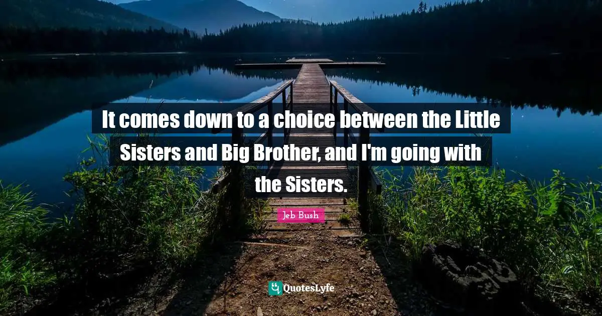 It comes down to a choice between the Little Sisters and Big Brother, and I'm going with the Sisters.