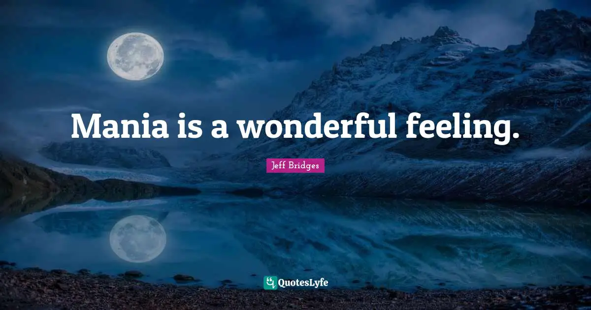 Mania is a wonderful feeling.