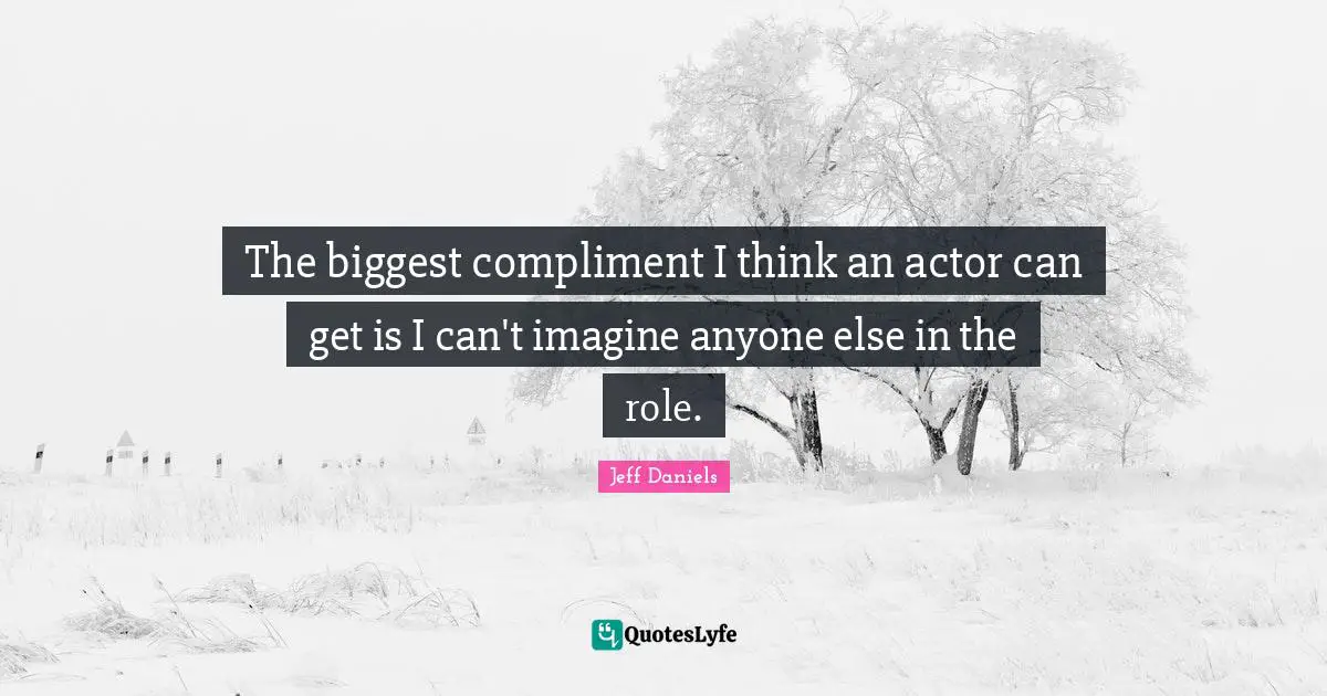 The biggest compliment I think an actor can get is I can't imagine anyone else in the role.