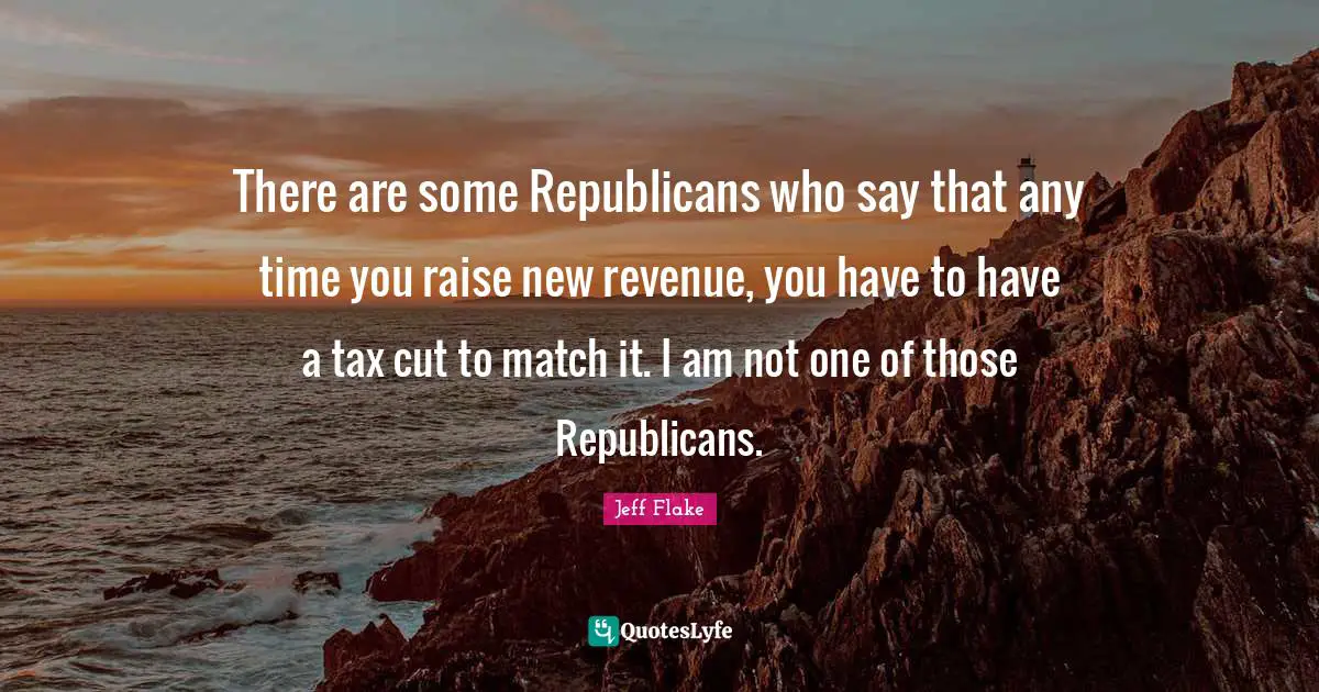 There are some Republicans who say that any time you raise new revenue, you have to have a tax cut to match it. I am not one of those Republicans.