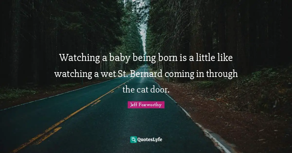 Watching a baby being born is a little like watching a wet St. Bernard coming in through the cat door.