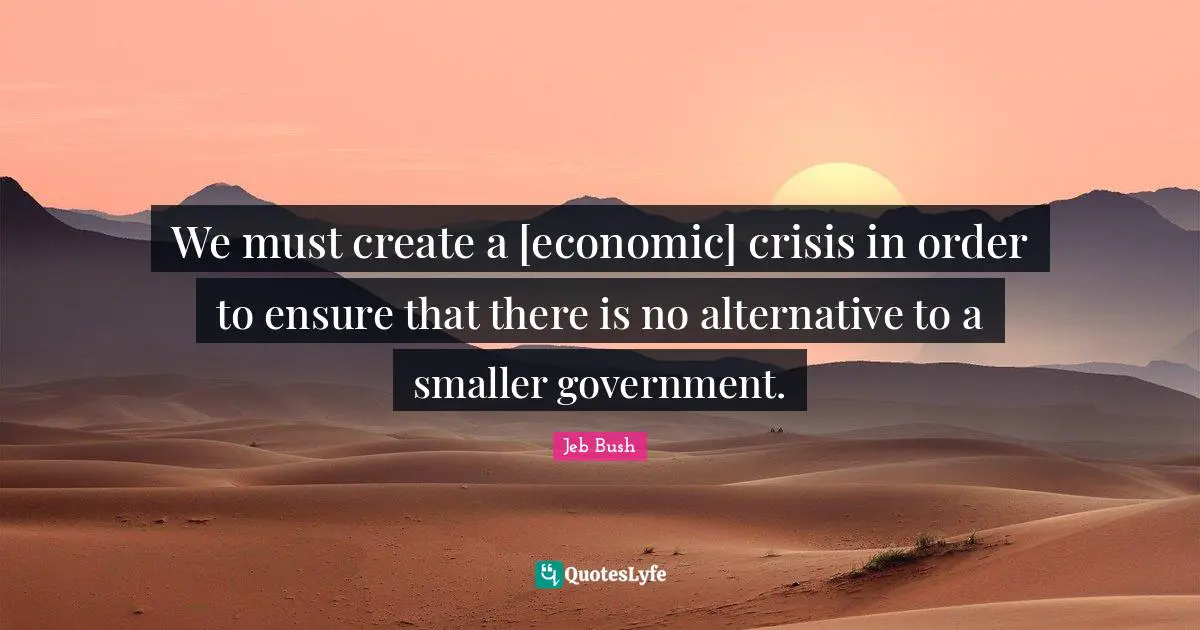 We must create a [economic] crisis in order to ensure that there is no alternative to a smaller government.