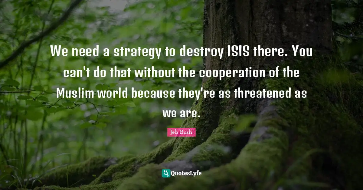 We need a strategy to destroy ISIS there. You can't do that without the cooperation of the Muslim world because they're as threatened as we are.