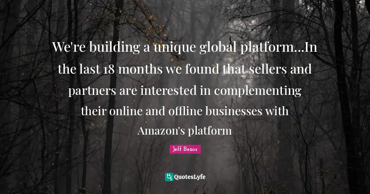 We're building a unique global platform...In the last 18 months we found that sellers and partners are interested in complementing their online and offline businesses with Amazon's platform