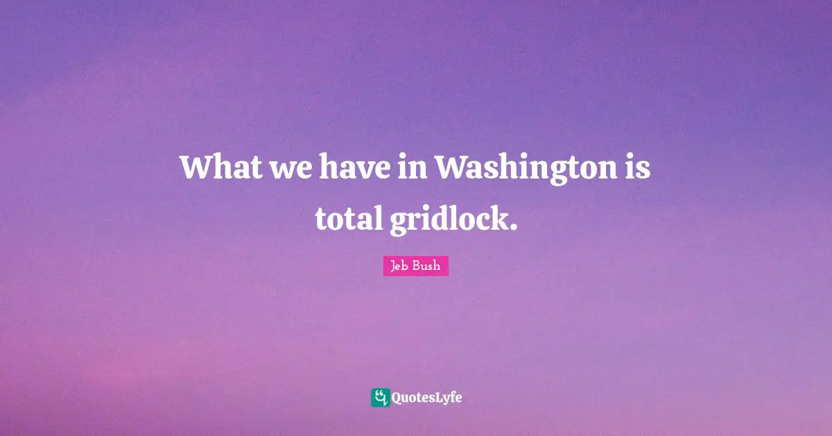 Jeb Bush Quotes: "What we have in Washington is total gridlock."