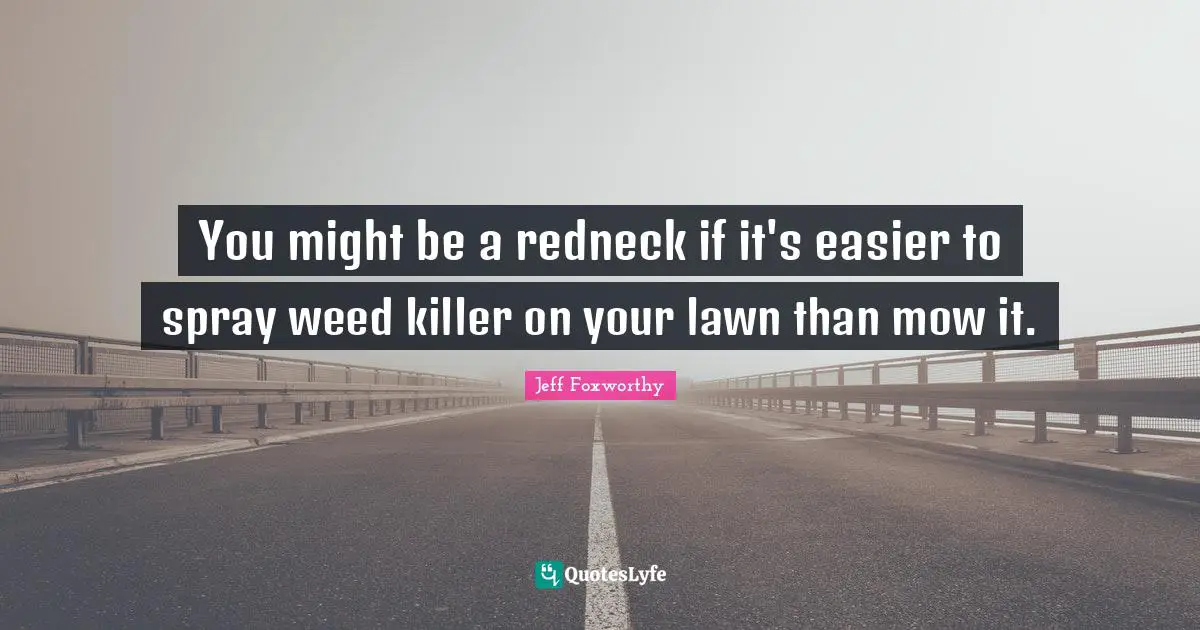 You might be a redneck if it's easier to spray weed killer on your lawn than mow it.