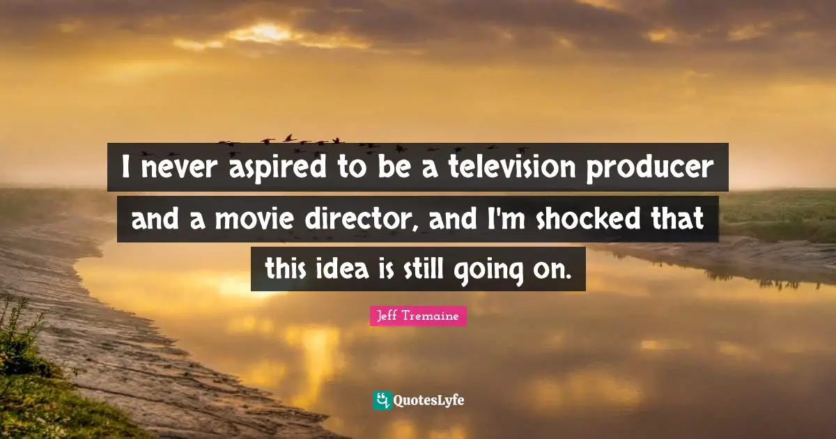I never aspired to be a television producer and a movie director, and I'm shocked that this idea is still going on.