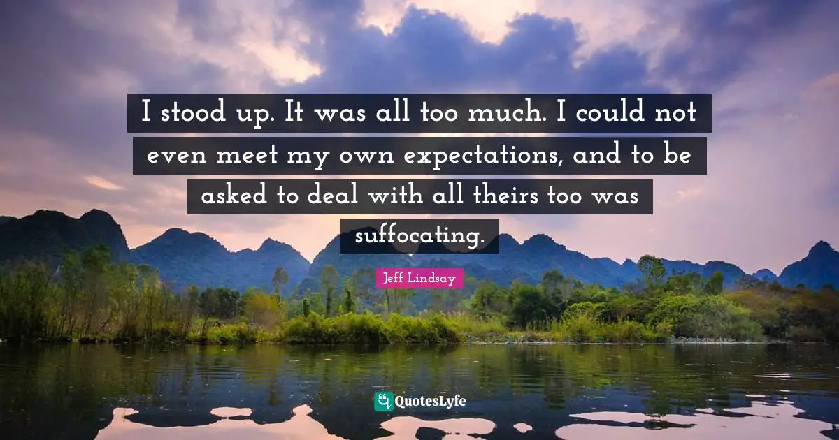 I stood up. It was all too much. I could not even meet my own expectations, and to be asked to deal with all theirs too was suffocating.