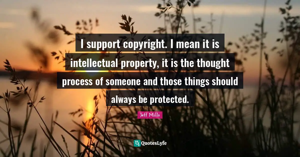 J.S. Mills Quotes: "I support copyright. I mean it is intellectual property, it is the thought process of someone and those things should always be protected."