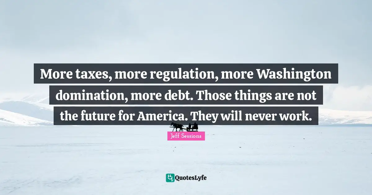 More taxes, more regulation, more Washington domination, more debt. Those things are not the future for America. They will never work.