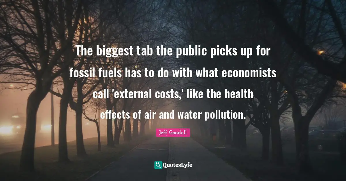 Pollution Quotes: "The biggest tab the public picks up for fossil fuels has to do with what economists call 'external costs,' like the health effects of air and water pollution."