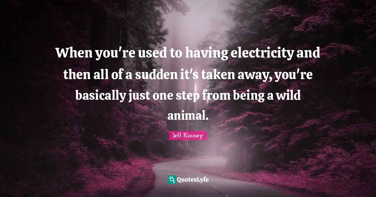 When you're used to having electricity and then all of a sudden it's taken away, you're basically just one step from being a wild animal.