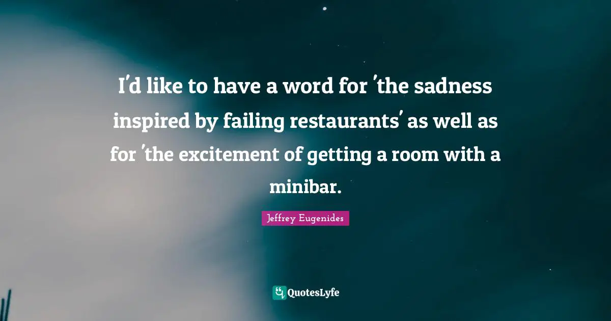 I'd like to have a word for 'the sadness inspired by failing restaurants' as well as for 'the excitement of getting a room with a minibar.
