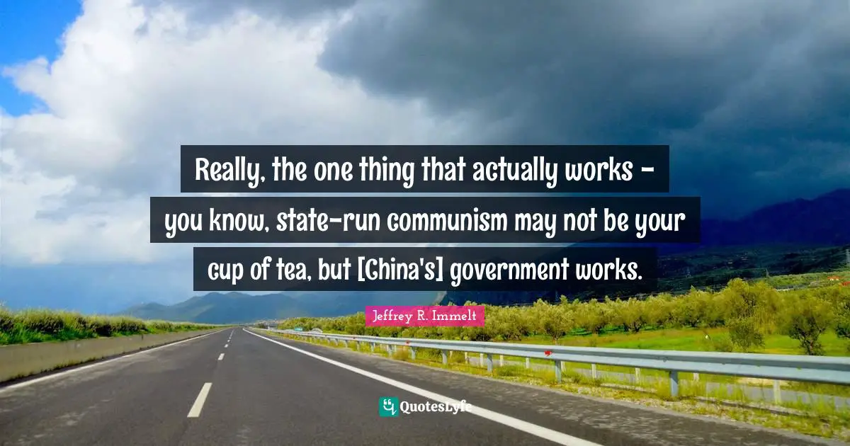 Really, the one thing that actually works - you know, state-run communism may not be your cup of tea, but [China's] government works.