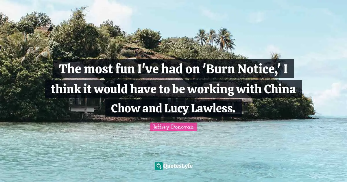 The most fun I've had on 'Burn Notice,' I think it would have to be working with China Chow and Lucy Lawless.