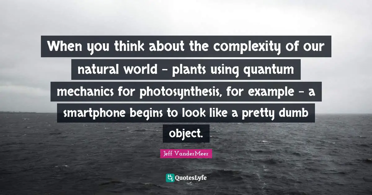 When you think about the complexity of our natural world - plants using quantum mechanics for photosynthesis, for example - a smartphone begins to look like a pretty dumb object.