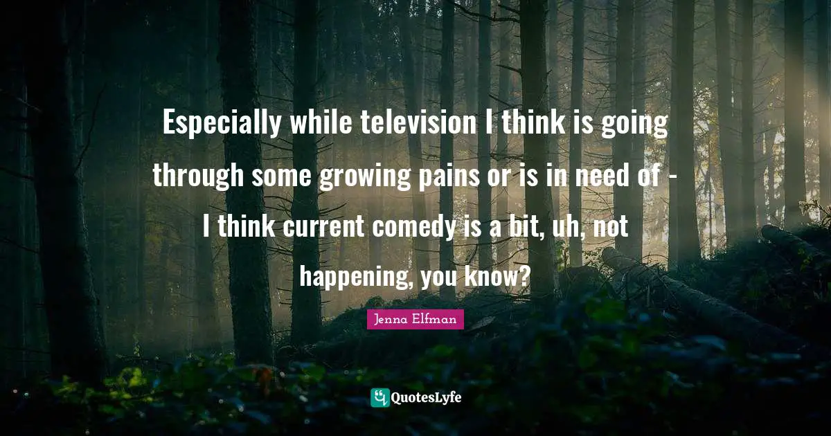 Television Quotes: "Especially while television I think is going through some growing pains or is in need of - I think current comedy is a bit, uh, not happening, you know?"