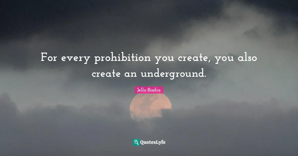 For every prohibition you create, you also create an underground.