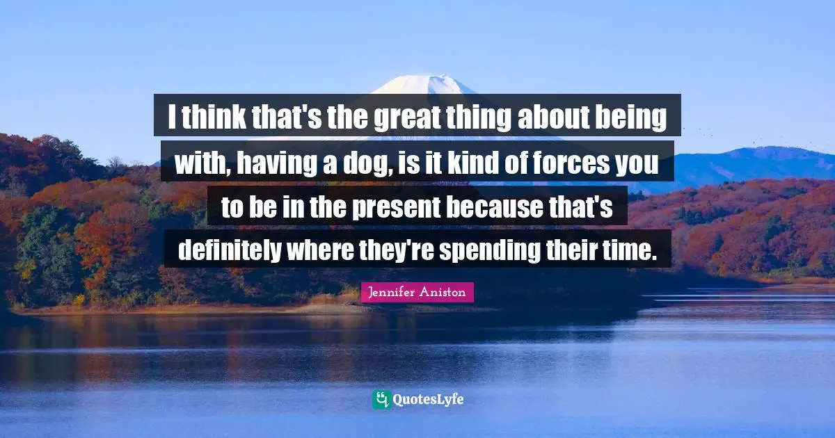 I think that's the great thing about being with, having a dog, is it kind of forces you to be in the present because that's definitely where they're spending their time.