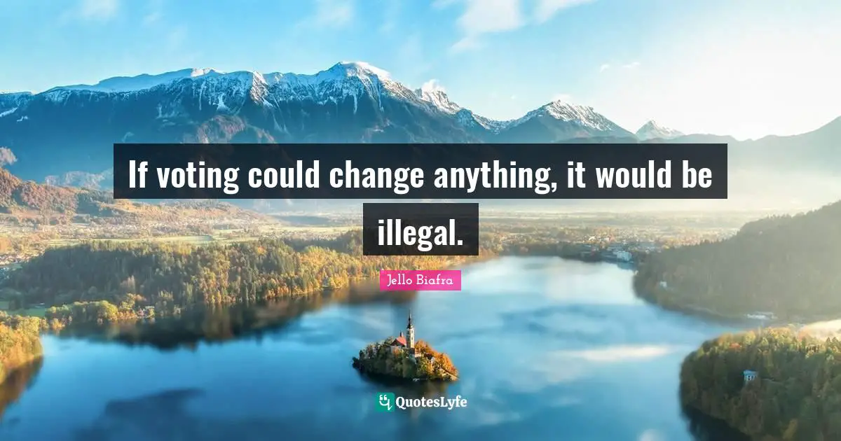If voting could change anything, it would be illegal.