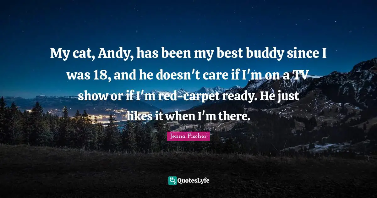 My cat, Andy, has been my best buddy since I was 18, and he doesn't care if I'm on a TV show or if I'm red-carpet ready. He just likes it when I'm there.