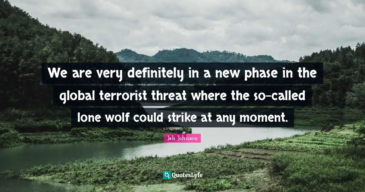We are very definitely in a new phase in the global terrorist threat where the so-called lone wolf could strike at any moment.