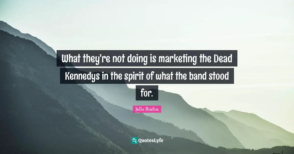 What they're not doing is marketing the Dead Kennedys in the spirit of what the band stood for.