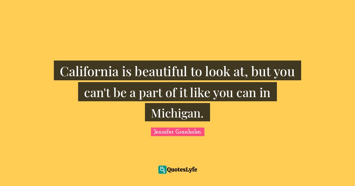 California is beautiful to look at, but you can't be a part of it like you can in Michigan.