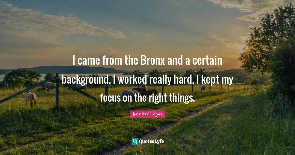 Bronx Quotes: "I came from the Bronx and a certain background. I worked really hard. I kept my focus on the right things."