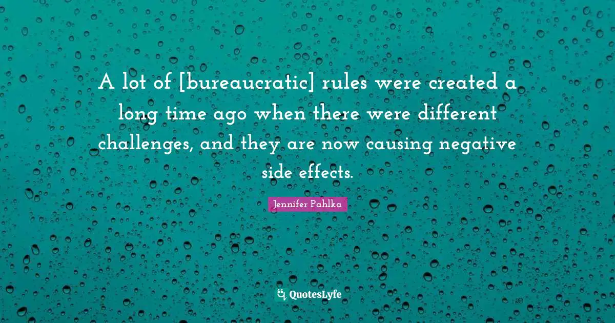 A lot of [bureaucratic] rules were created a long time ago when there were different challenges, and they are now causing negative side effects.